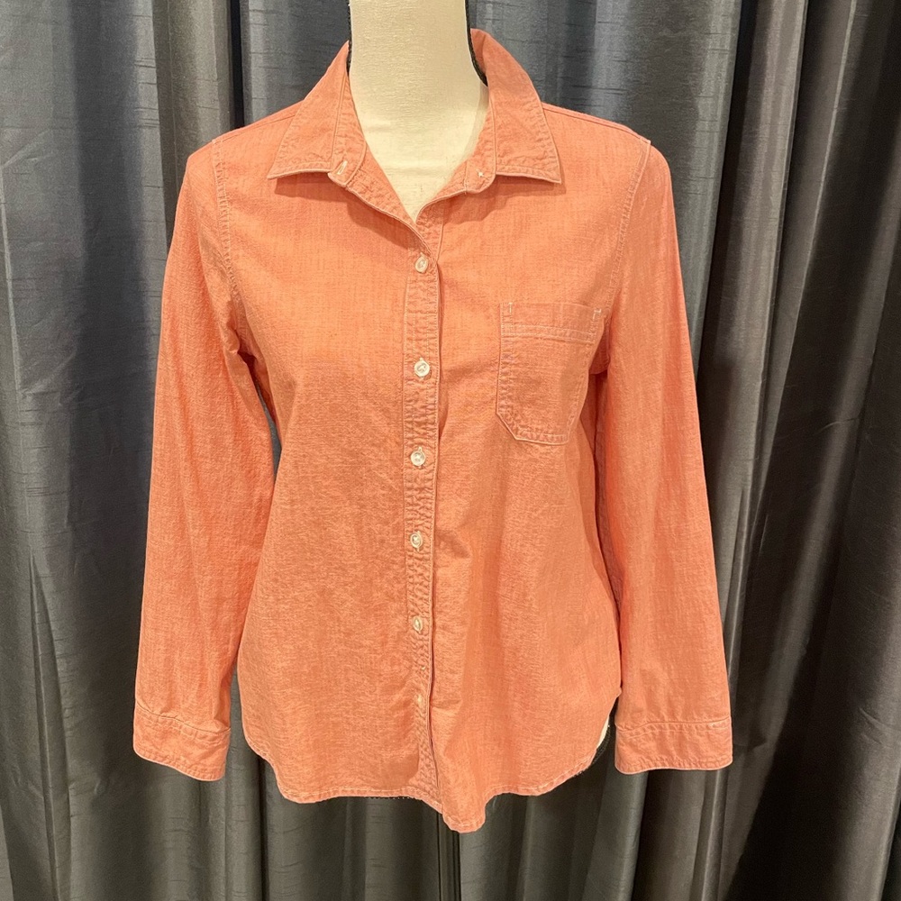 Old Navy red single pocket button down shirt